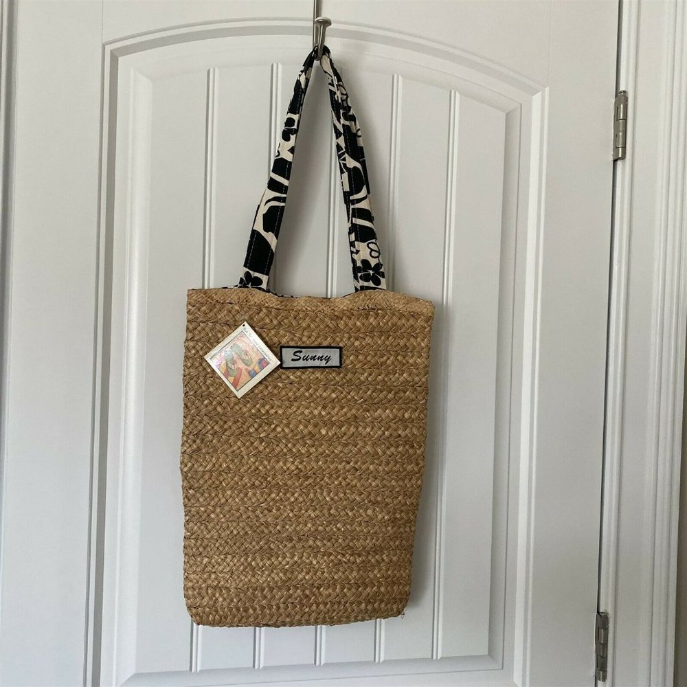 Sun and Sand Straw Tote Bag Shopper Shoulder Bag Lined NEW Sunny